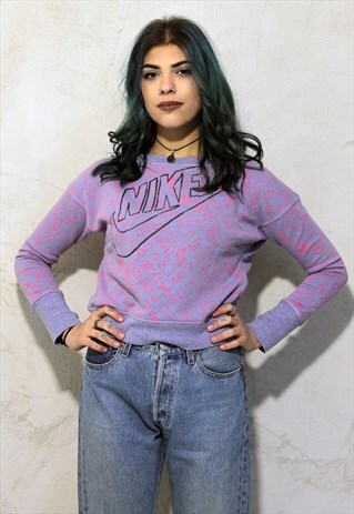 LIGHT PURPLE VINTAGE NIKE SHORT SWEATSHIRT A342