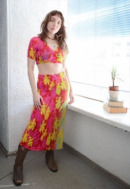 Vintage Parisian CHACOK Multicolour Skirt and Crop Top Set