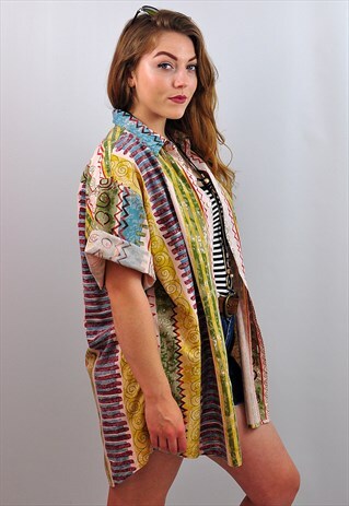 VINTAGE ABSTRACT FESTIVAL PATTERNED SHIRT