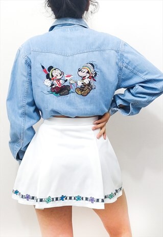 VINTAGE 90S DISNEY MICKEY AND MINNIE INDIAN JEANS SHIRT