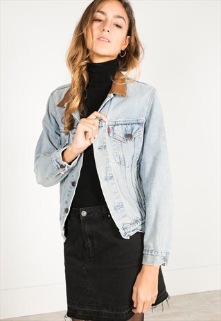 VINTAGE 80S LEVI'S CONTRAST COLLAR DENIM JACKET / R0928