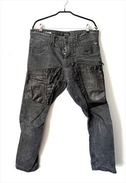 Faded Distressed Man Street Wear Straight Slim Fit Jeans M