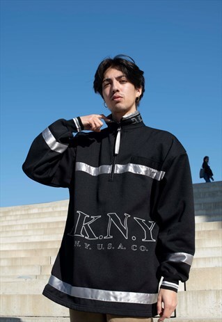 UNISEX VINTAGE RARE 90S DKNY FLEECE SWEATER WITH 1/4 ZIP