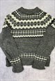 VINTAGE KNITTED JUMPER ABSTRACT PATTERNED GRANDAD SWEATER