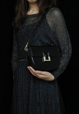 Leather Saddle Bag in Black
