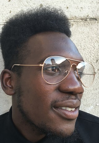 ROSE GOLD AVIATOR CLEAR LENS GLASSES