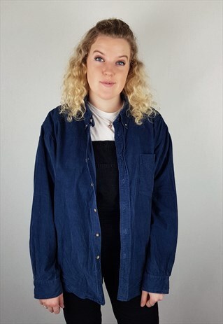 VINTAGE CORDUROY CORD SHIRT BLUE