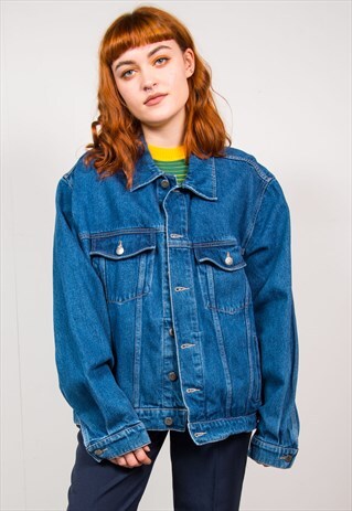 VINTAGE 90'S DARK BLUE OVERSIZED WRANGLER JACKET