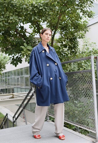 RARE 80S ICEBERG WOOL COAT IN BLUE WITH GOLD BUTTONS