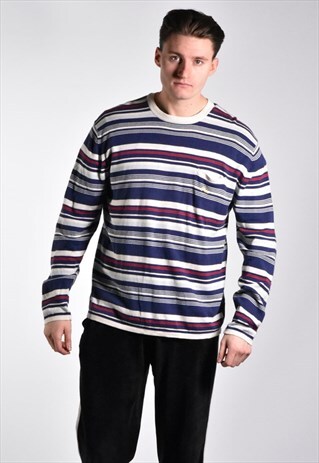 VINTAGE 1990S EVISU STRIPED POCKET JUMPER