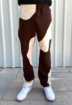 Handmade trousers mixed in brown and cream