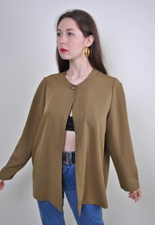 KHAKI GREEN SPRING CLOAK, VINTAGE EVENING MINIMALIST SHIRT