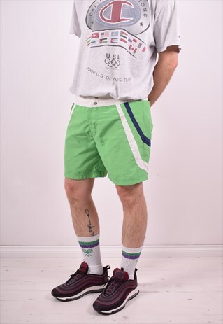 KAPPA MENS VINTAGE SHORTS W36 GREEN 90'S