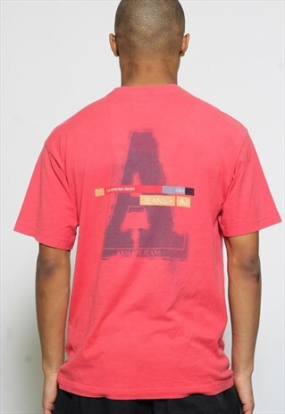VINTAGE ARMANI JEANS PRINT T-SHIRT RED