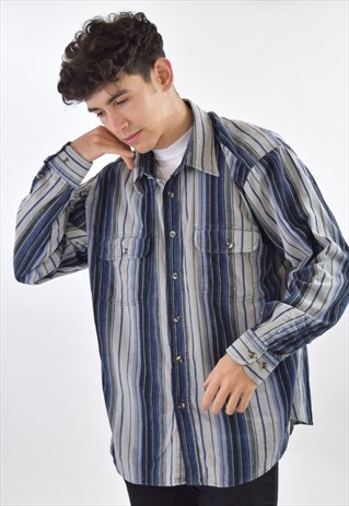 VINTAGE GREY BLUE CORD CORDUROY 90S SHIRT
