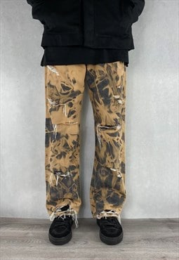 Bleached Black Levis 501 Ripped Jeans Baggy (36 x 31)