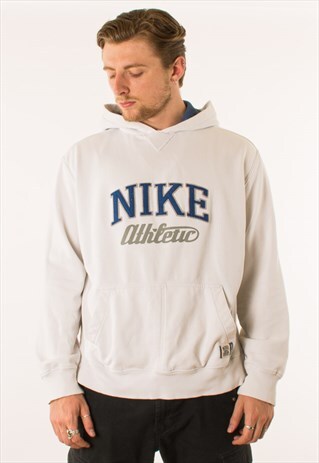 VINTAGE 90S WHITE NIKE SPELLOUT HOODIE PULLOVER