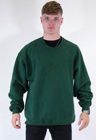 VINTAGE USA EMBROIDERED ISLAND GRAPHIC SWEATSHIRT GREEN XL