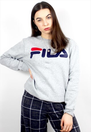 90'S RETRO GREY SPELL-OUT LOGO SWEATSHIRT
