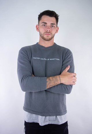 VINTAGE BENETTON LOGO SPELLOUT SWEATSHIRT JUMPER