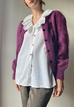 Vintage Purple Mohair Cardigan Size XS/Small 