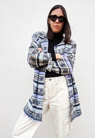 VINTAGE FLEECE OVERSIZED AZTEC SHIRT JACKET