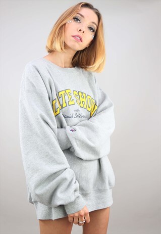 VINTAGE OVERSIZED GREY CHAMPION LATE SHOW SWEATSHIRT