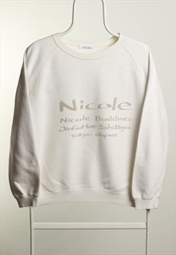 Nicole Vintage Crewneck Spell out Sweatshirt White Size M