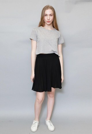 VINTAGE 1990S BLACK CHIFFON CRINKLE MINI SKIRT