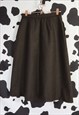 VINTAGE 40S DARK BROWN MONO WOOL WOOLLEN A LINE FLARE SKIRT
