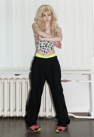 90'S VINTAGE BOSSY STREET STYLE TROUSERS IN PITCH BLACK