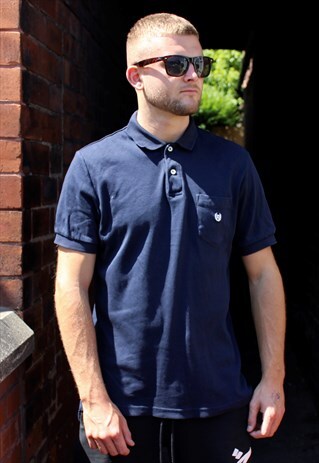 VINTAGE NAVY CHAPS POLO SHIRT SMALL