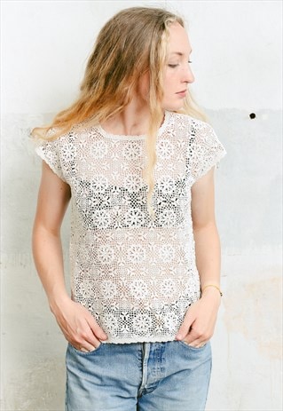VINTAGE 70S CROCHET LACE TOP