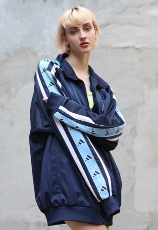 VINTAGE 90'S ADIDAS OVERSIZE TRACKSUIT TOP IN BLUE