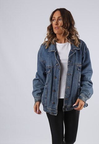 DENIM JACKET OVERSIZED FITTED LINED PIONEER UK 16 (G95T)