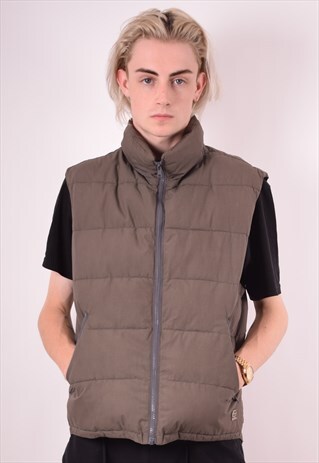 SERGIO TACCHINI MENS VINTAGE PADDED GILET LARGE GREY 90S