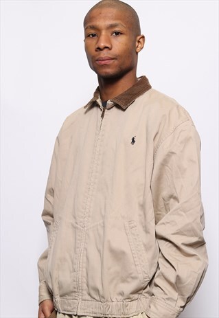 VINTAGE RALPH LAUREN CORDUROY COLLARED JACKET BEIGE