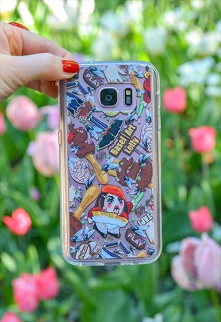 CLEAR PHONE CASE WITH CUTE ART WORLD COMIC DESIGN