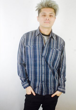WRANGLER VINTAGE MENS BLUE CHECK SHIRT