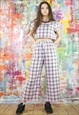 DRAWSTRING CROP TROUSERS CROP TOP CO-ORDINATES IN PINK CHECK