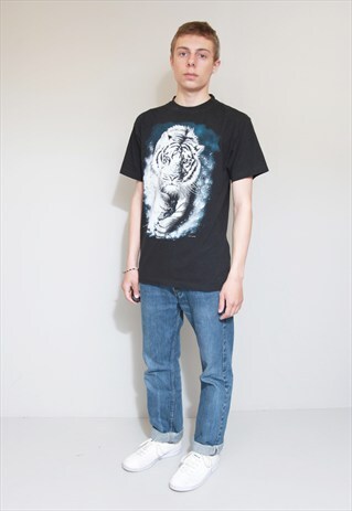 VINTAGE 1990'S TIGER PRINT BLACK T-SHIRT