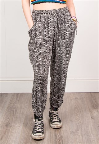 VINTAGE 90'S PATTERNED HIGH WAIST LOOSE SUMMER TROUSERS