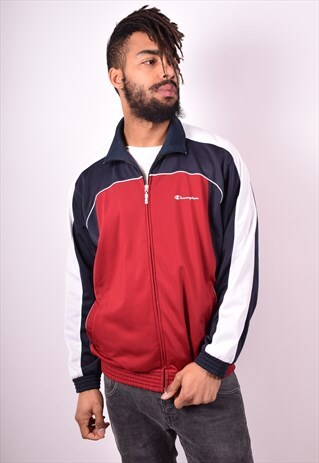 CHAMPION MENS VINTAGE TRACKSUIT TOP JACKET LARGE MULTI 90S