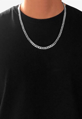 18" 8MM CURB NECKLACE CHAIN - SILVER