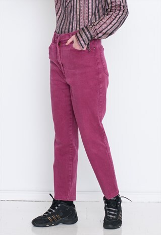 PINK VINTAGE HIGH WAIST RETRO DENIM JEANS