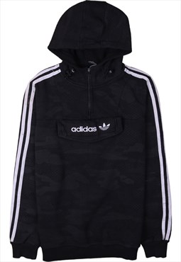 Vintage 90's Adidas Hoodie Sportswear Quater Zip Black Large