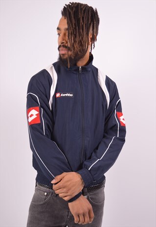 VINTAGE LOTTO TRACKSUIT TOP JACKET NAVY BLUE