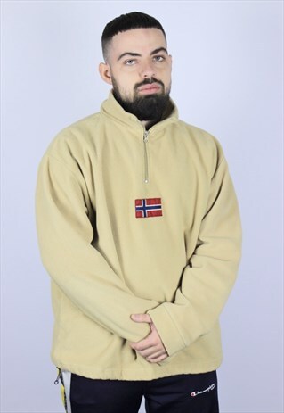 VINTAGE MENS NAPAPIJRI FLEECE 1/2 ZIP JACKET