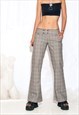 Vintage Y2K Low Rise Trousers in Grey Plaid