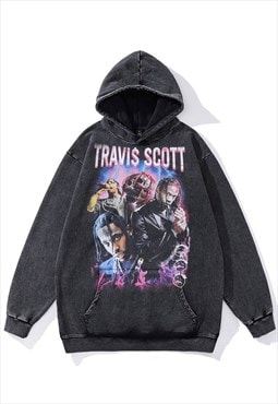 Travis Scott hoodie rapper pullover hip-hop jumper acid grey